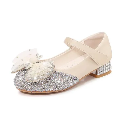 子供靴 女の子 プリンセス シューズ キッズ フォーマル シューズ 水钻 付き 超纤 レザー 牛筋 靴底 通気性 除臭 防滑 耐摩耗 性 マジックテープ 留め 銀色 ピンク系 杏色 春夏 秋冬 普段使い 発表会