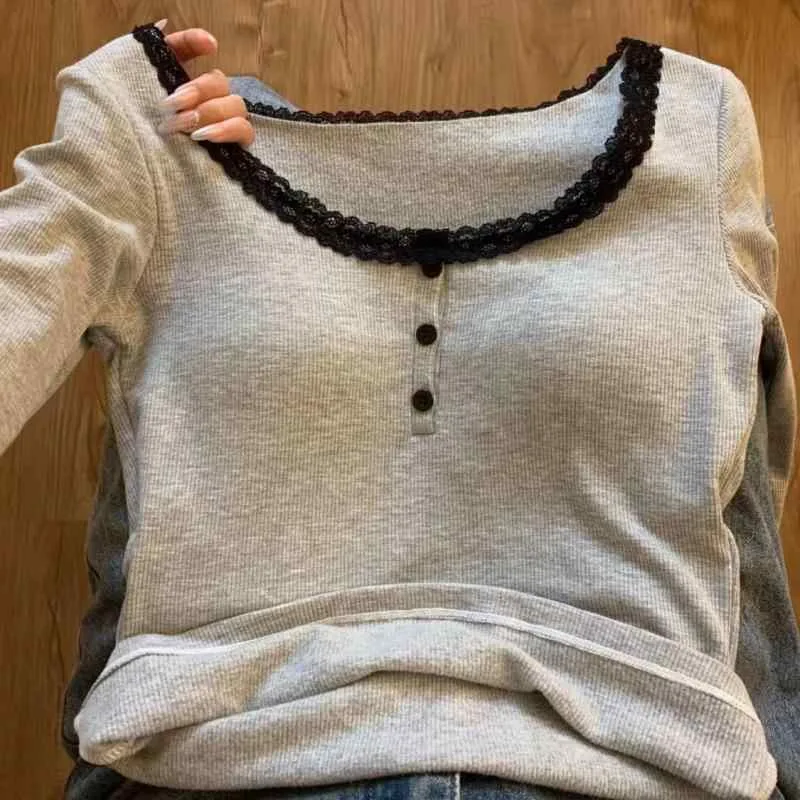 Tシャツ レディース 長袖 裏起毛 レース 肌着 ブラトップ付き トップス あったかインナー 保温性 ストレッチ 伸縮性 無地 シンプル 黒 白 灰色