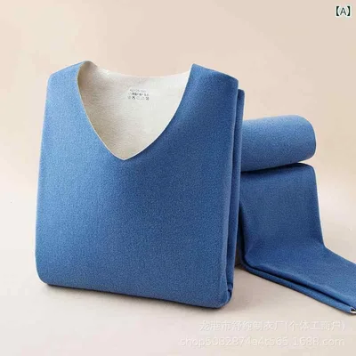 Innerwear for women and men, quick heating, warm, thermal underwear, top and bottom set, brushed lining, V-neck, long sleeves, warm innerwear for men and women, autumn and winter, plain, loungewear, everyday use