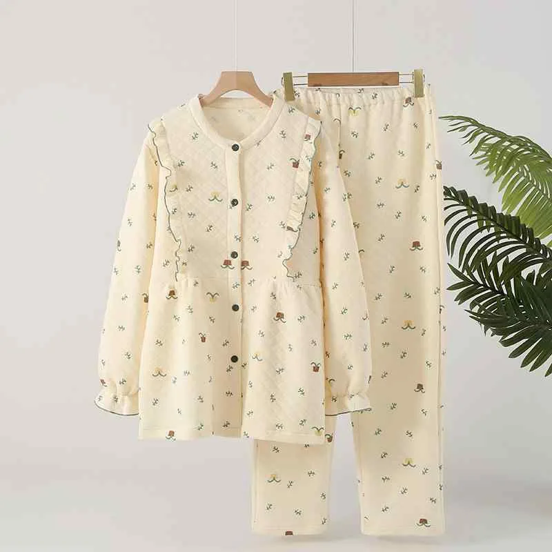 パジャマ レディース マタニティ 秋冬 授乳服 上下セット 綿 長袖 長ズボン ラウンドネック 部屋着 ルームウェア 敏感肌 産後 妊婦 授乳口付き コットン 快適 保温性
