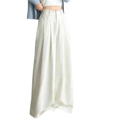 ワイドパンツ レディース スラックス ハイウエスト タックパンツ 落ち感 とろみ 美脚 ストレート ロングパンツ ゆったり カジュアル オフィス 通勤 春夏 リラックス 体型カバー 大きいサイズ ボ