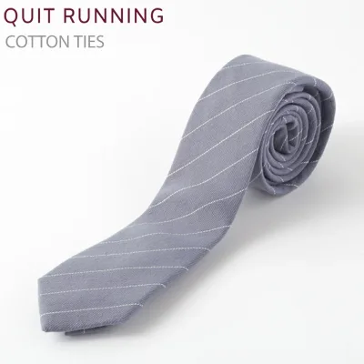 コットンネクタイ ナロータイ ストライプ ライトブルー Quit Running クイトランニング
