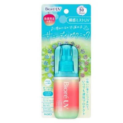 【赤・サニーデイピクニック】「ビオレUV アクアリッチ アクアプロテクトミスト サニーデイピクニック」SPF50 PA++++ 60mL