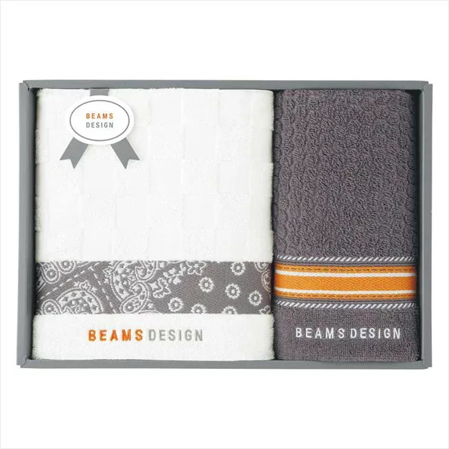 BEAMS DESIGN チェッカーバンダナ バスタオル&フェイスタオル グレー 51-3139400GY/NB 内祝 内祝い お祝 御祝 記念品 出産内祝い プレゼント 快気祝い 粗供養 引出物