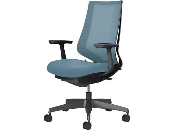 【メーカー直送】コクヨ チェア デュオラ2 ブラック脚 メッシュ モンティコラブルー【代引不可】【組立・設置・送料無料】肘付き 可動肘タイプ メッシュチェア オフィスチェア オフィス家具