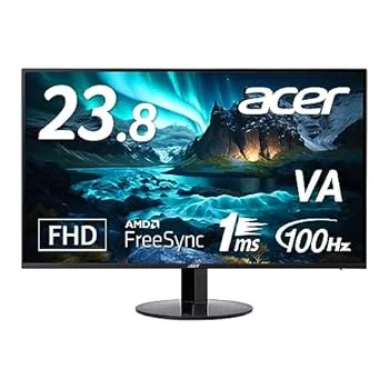 【中古】(非常に良い)日本エイサー Acer スタンダードモニター 23.8インチ VA 非光沢 フルHD 100Hz 1ms HDMI ミニD-Sub15 スピーカー内蔵 ヘッドホン端子 AMD FreeSyn