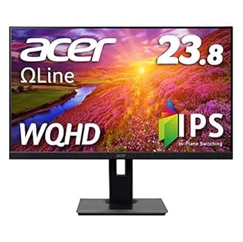【中古】Acer モニター OmegaLine B247YUbmiipprx 23.8インチ IPS 非光沢 WQHD 75Hz 4ms HDMI VESAマウント対応 スピーカー内蔵 高さ調整 ピボット スイ