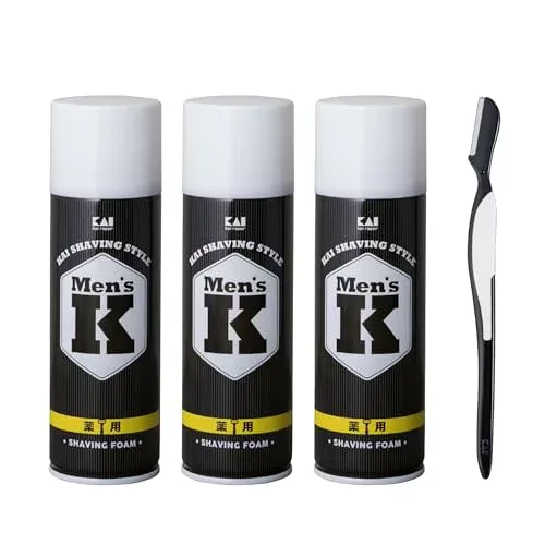 貝印 Men's K シェービングフォーム 薬用 シルクプロテイン配合 3個セット GA0045