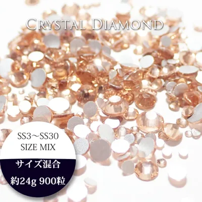 【ピーチミックス】スワロフスキーの輝き 最高品質ガラスストーン サイズミックス 【900から950粒】Crystal Diamond クリスタル ラインストーン スワロ デコ ネイル
