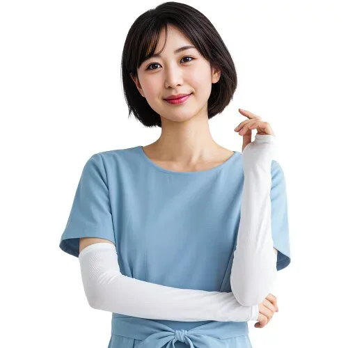 (novdom) アームカバー UVカット レディース 接触冷感 腕カバー ひんやり UPF50+ ロング丈 両腕 指掛けタイプ 日焼け防止 吸汗速乾 紫外線対策 スポーツ 運転用 自転車 男女兼用(パールホワイ