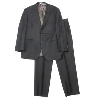 Ermenegildo Zegna エルメネジルド ゼニア スーツ セットアップ ゼニア生地 TRAVELLER ウール テーラードジャケット 2B ブレザー ブラック BB5 【L】 メンズ 【中古】