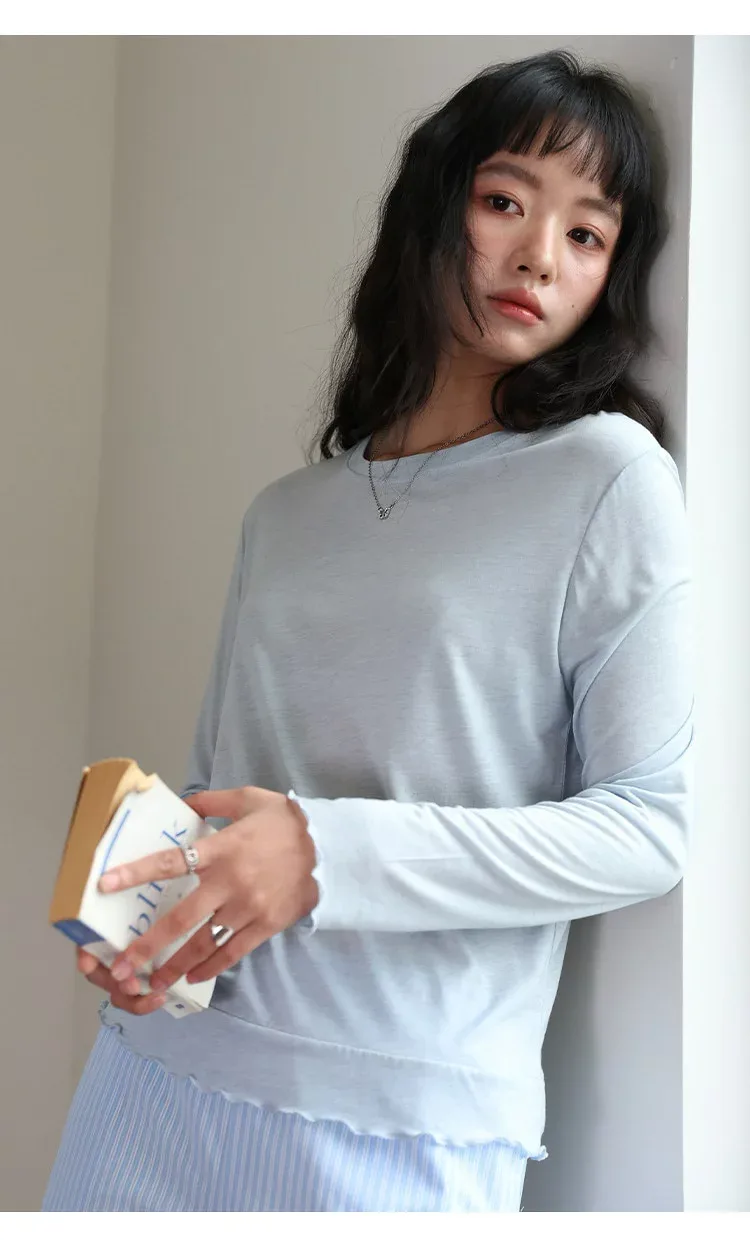 テンセル ウール Tシャツ レディース 長袖 レース ハイネック 刺繍 インナー メロウ カットソー シアー 透け感 重ね着 上品 柔らかい 薄手 きれいめ カジュアル ストレッチ トップス 春 秋