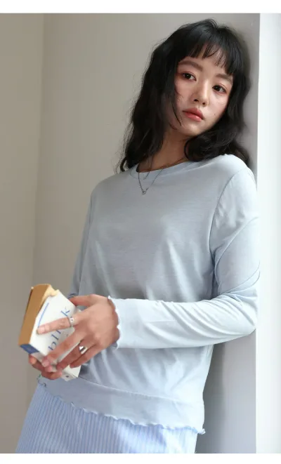 テンセル ウール Tシャツ レディース 長袖 レース ハイネック 刺繍 インナー メロウ カットソー シアー 透け感 重ね着 上品 柔らかい 薄手 きれいめ カジュアル ストレッチ トップス 春 秋