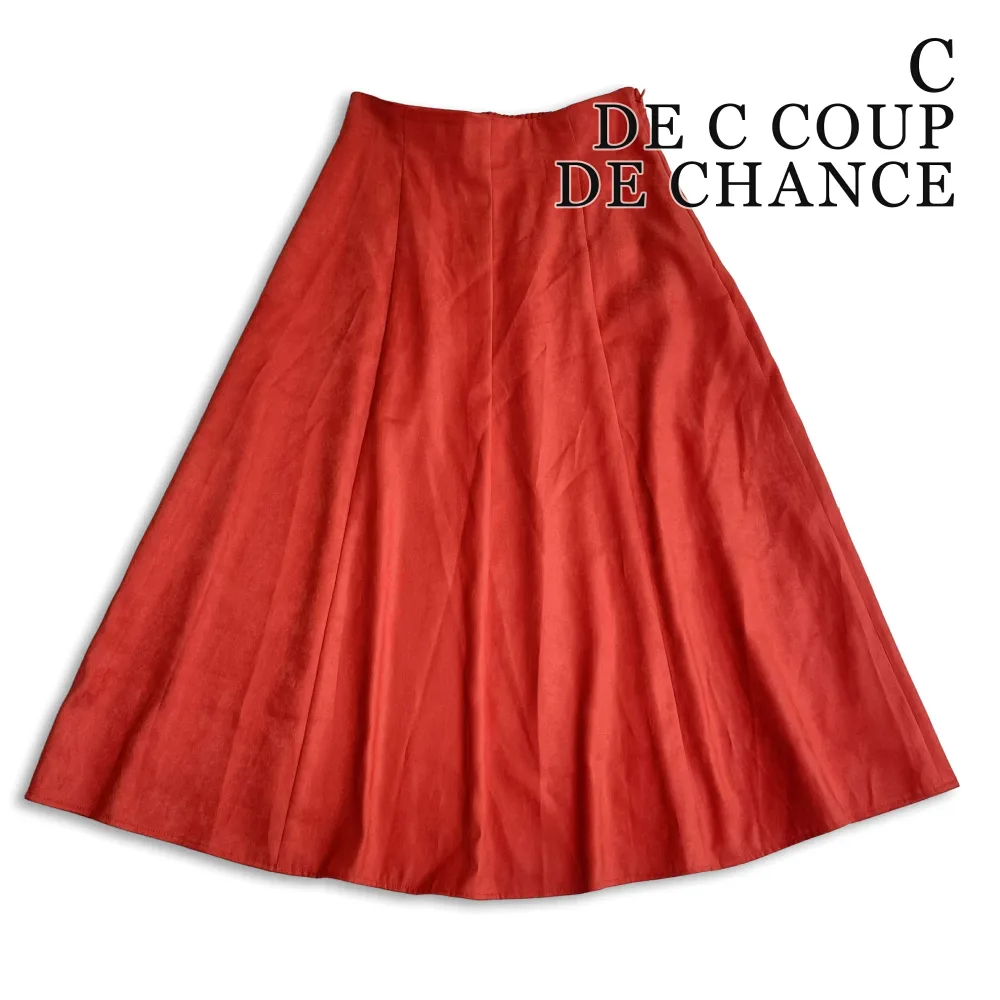 C DE C COUP DE CHANCE クードシャンス 秋冬★ フェイク スウェード ドレープ フレア スカート 日本製 Sz.34 レディース