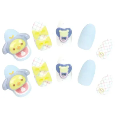 キャラクター キイロイトリ うさうさベビー ネイルチップ 貼って剥がせる 立体 24枚入り ショート グラデーション ストーン ネイルシール おしゃれ 女の子 人気 ネイル 剥がせる 子供 キッズ 大人 リラックマ