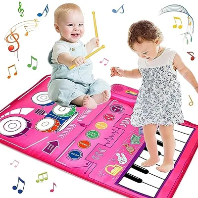 Kabeila ピアノマット おもちゃ ドラムセット 子供 女の子 誕生日 プレゼント 人気 おもちゃ ピアノ 楽器 ミュージックマット 音楽マ
