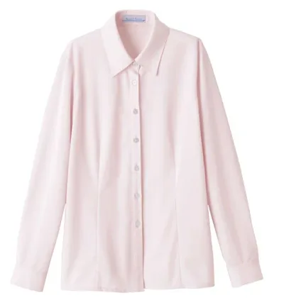 美形(神馬本店) 事務服 長袖ブラウス SA051B レディース 洗える ストレッチ 透けにくい ホワイト/ピンク/ラベンダー/サックス 5号-19号 送料無料
