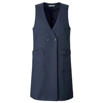 ボンオフィス BONOFFICE ボンマックス BCO5708 事務服 ロングベスト 受付 オフィス レディース 春夏 洗える ストレッチ 大きいサイズ ネイビー S-L 【送料無料】