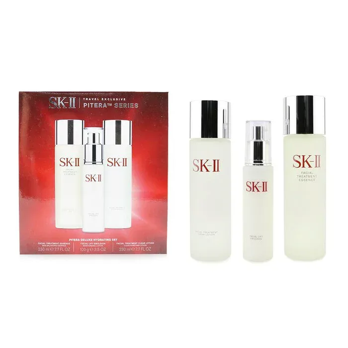 SK-II ピテラ デラックス ハイドレーティング 3点セット フェイシャル トリートメント エッセンス 230ml + フェイシャル リフト エマルジョン 100g + フェイシャル トリートメント クリア ローション 230ml 3pcs 送料無料 【楽天海外通販】