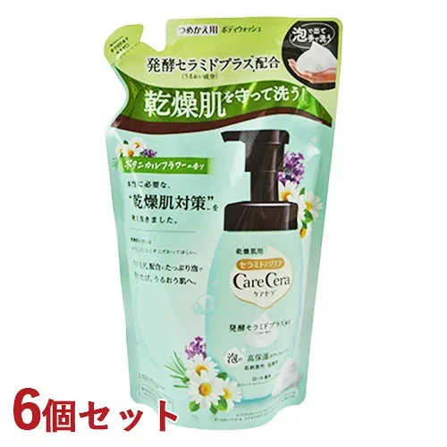 ケアセラ 泡の高保湿ボディウォッシュ ボタニカルフラワーの香り つめかえ用 385ml×6個セット 詰め替え 詰替 ボディソープ CareCera ロート製薬(ROHTO)【送料込】