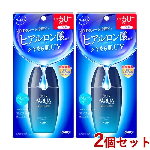 スキンアクア ヒアルロンセラムUV 日やけ止めジェル SPF50+ PA++++ UV耐水性★★ 70g×2 スーパーウォータープルーフ 顔 からだ用 ロート製薬(ROHTO)【送料込(北海道除く)】
