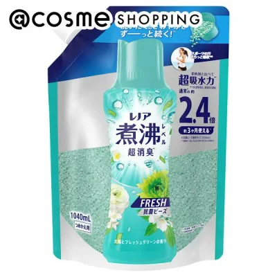 「ポイント10倍 10月20日」 レノア 煮沸レベル超消臭 抗菌ビーズ FRESH 詰め替え/太陽とフレッシュグリーンの香り 1040ml 柔軟剤 アットコスメ