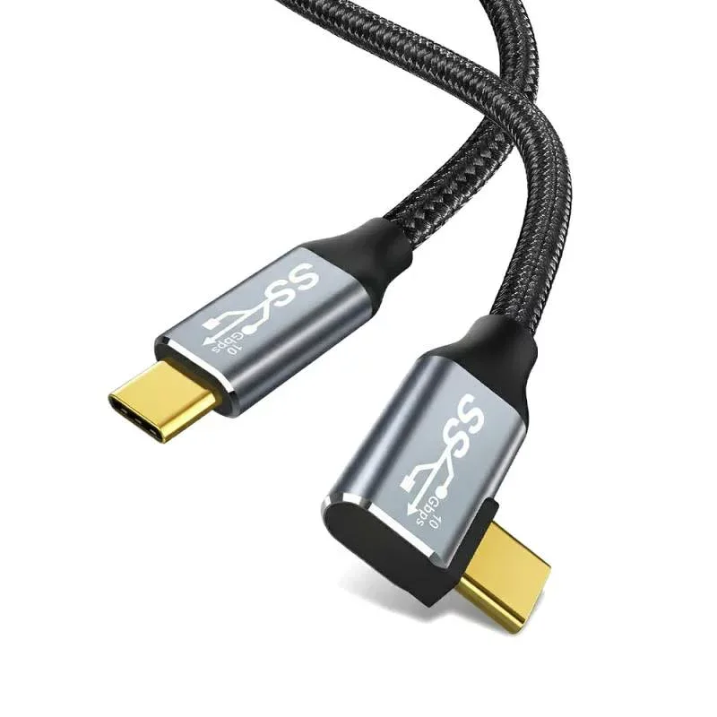 USB C ケーブル L字 1M PD 100W急速充電 USB 3.2 Gen2標準 10Gbpsデータ転送 4K映像出力 超高耐久ナイロン編み Type-C 充電ケーブル MacBook/Surface/Pixel/Xperia/AQUOS等USB-