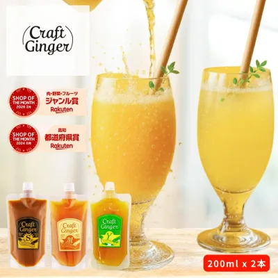 \選べる!/ クラフト ジンジャーシロップ 200ml × 2 【パウチタイプ】簡易包装 送料無料 国産 無添加 選べる 生姜シロップ craft ginger シロップ ジンジャーエール 生姜湯 しょうが湯 温活 生姜 メール便