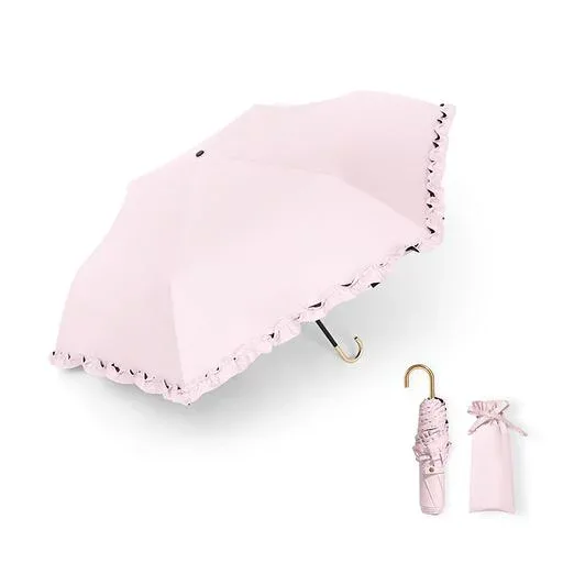 折りたたみ傘 超軽量 174g-210g 日傘 UVカット・晴雨兼用・ 遮光遮熱 小型 コンパクト 日焼け防止 熱中症対策(02フリル-ピンク)