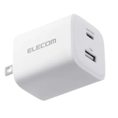 エレコム 充電器 40W 2ポート Type-C USB-A USB PD対応 PPS対応 GaN II採用 折りたたみ式プラグ ホワイト EC-AC10740WH