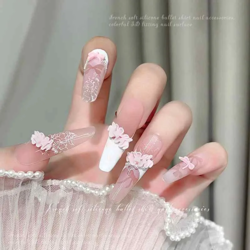 ネイルパーツ レディース 立体 3D 彫刻風 花柄 フレンチレース風 DIY用 つけ爪 デコレーション ジェルネイル ネイルアート 爪飾り カラフル 混合セット 付け爪用 爪アクセサリー ハンドメイド かわいい おしゃれ 華やか ジェルネイルシール 貼る