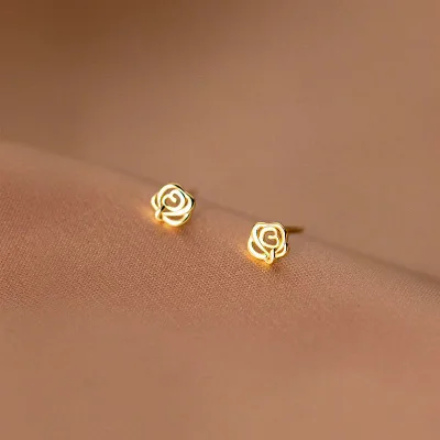 Women's Earrings S925 Silver Flower-shaped Small Flower Stud Earrings Silver Delicate Rose Motif Korean Style Simple Elegant Adult Cute Stylish Earring Accessories Feminine Elegant Daily Use Going Out Everyday Use Present Gift
