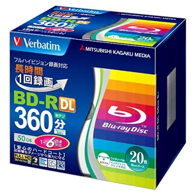Verbatim バーベイタム 1回録画用 ブルーレイディスク BD-R 50GB 20枚 ホワイトプリンタブル 片面2層 1-6倍速 VBR2