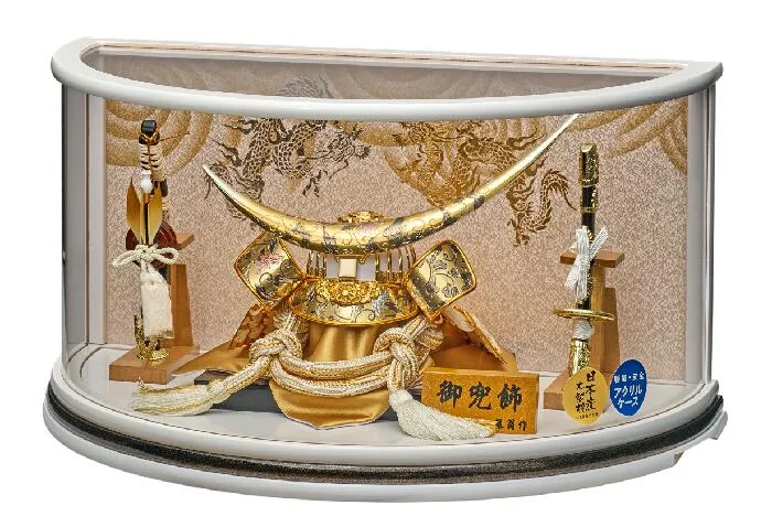 五月人形 端午の節句 兜ケース 藤翁作 白銀 伊達政宗の兜 v225-715 アクリルケース コンパクト 軽量 送料無料