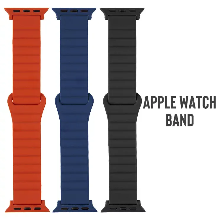 AppleWatch バンド ベルト シリコン マグネット 41mm 40mm 38mm 対応 交換用 ソフト ブラック レッド ネイビー CORVIN アップルウォッチ LN-AW41B02