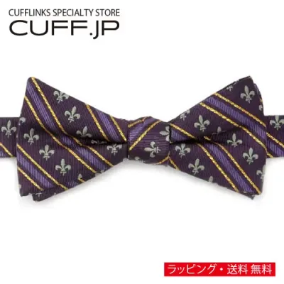 マルディグラ ゆりの紋章 ストライプ 蝶ネクタイ ボウタイ 簡易装着タイプアクセサリー メンズジュエリー ジュエリーギフト プレゼント お祝い 結婚式 礼服 結婚式 冠婚葬祭 ビジネス スーツ メンズ 男性 彼氏 夫 新生活 父の日 バレンタイン