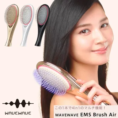 【おまけ付き】WAVEWAVE EMS ブラシエアー (送料無料) ブラッシュエアー クッションブラシ EMS ヘアブラシ 光エステ クシ くし ブラッシング 頭皮ケア マッサージ 静電気 Brush air マイクロカレント 赤色LED マイナスイオン