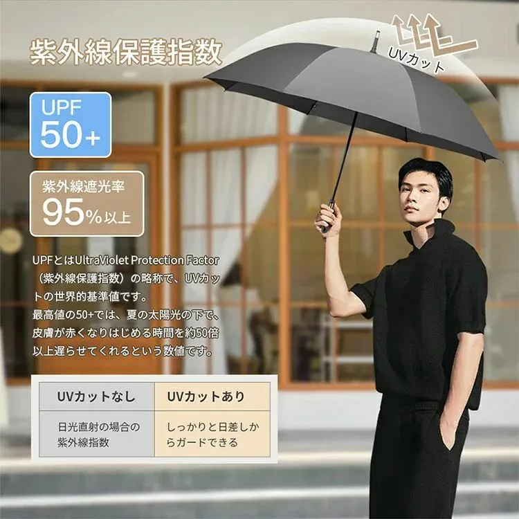 遮熱 遮光 紳士傘 撥水 uvカット 無地 直径133cm 大きい傘 傘 ジャンプ レディース 日傘 雨傘 8本骨 長傘 メンズ