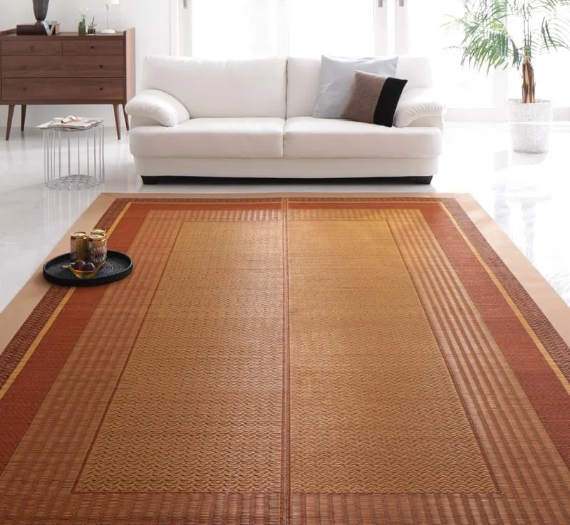 ラグマット【Lyma】不織布あり ブラウン 純国産モダンデザイン涼感い草ラグ【Lyma】ライマ 191x250cm【代引不可】