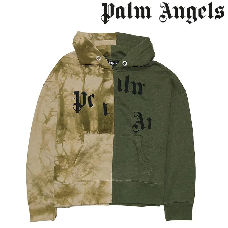 PALM ANGELS パーム・エンジェルス パーカー フーディ プルオーバー HOODIE BROKEN LOGO MILITARY HOODY ミリタリー柄 ロゴ 切替 メンズ