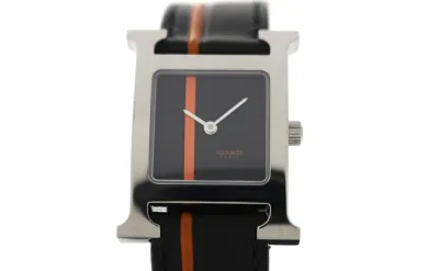 HERMES エルメス Hウォッチ HH1.210 腕時計 ステンレススチール/レザー ブラック レディース クオーツ 2148104022714 【200】【中古】