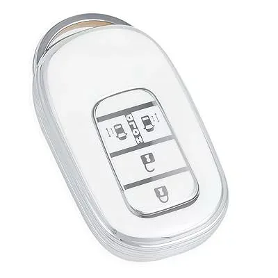 N-BOX カスタム JF5 JF6 キーケース 適合ホンダ 新型ステップワゴン キーカバー NBOX JF5 JF6 シビック ZR-V ヴェゼル キーホルダー 両側スライドドア (シルバーホワイト)