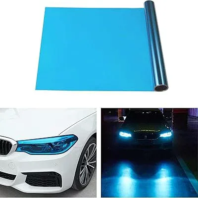 ヘッドライトフィルム アイラインフィルム 車 シールタイプ 30x120cm ヘッドライト テールに保護フィルム 紫外線対策 シールタイプ 取り付け簡単 (ライトブルー)