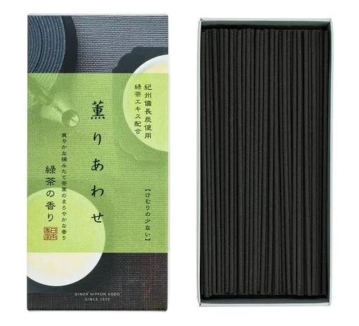 日本香堂 線香 緑茶の香り 長さ140mm 内容量90g 薫りあわせ M-23602