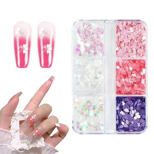 Doyime ネイルグリッター 桜 6色 ネイルパーツ スパンコール さくらの花びら 薄型 かわいい ネイル ホログラム DIY ハンドメイド素材 樹脂 封入パーツ ネイルアート用品