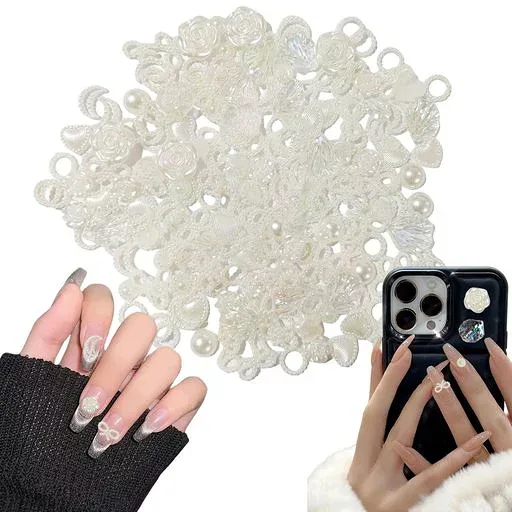 ネイルパーツ 約200個セット 3D 立体 星 花 ハート リボン ネイルパーツ パール クリア オーロラ 蝶 シェル 大きめ ネイルアート デコパーツ ジュエリーパーツ ランダム形 (ベージュ)