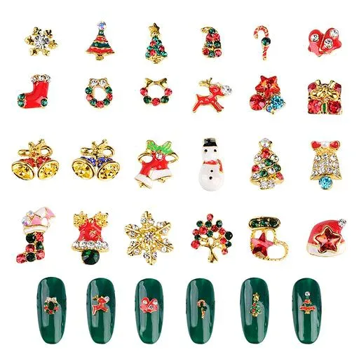 クリスマス ネイルパーツ 24個セット 可愛い ネイルパーツ 3D 立体 ネイル メタルパーツ 雪だるま 雪の花 クリスマスツリー トナカイ ベル ネイルパーツ ストーン ネイルアート ジュエリー…