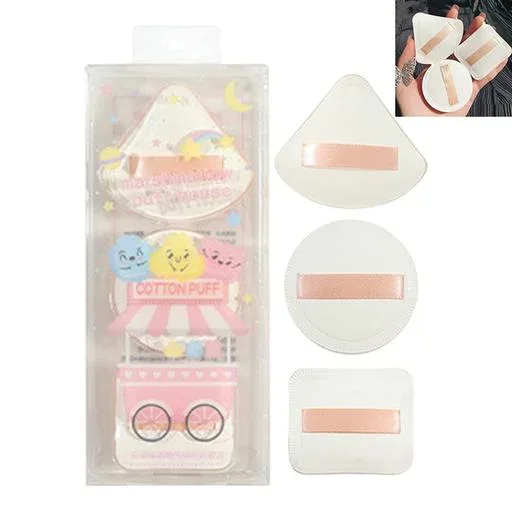 メイクスポンジ 3枚セット クッションファンデパフ パウダー専用パフ ケース付き 超ソフト 乾湿両用エアクッションパウダ 化粧パフ