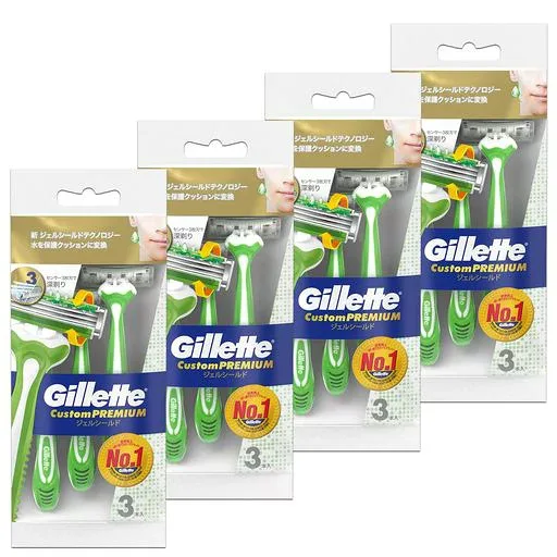 Gillette ジレット カスタムプレミアム ジェルシールド 使い捨てカミソリ 12本 髭剃り 男性 メンズ【まとめ買い】