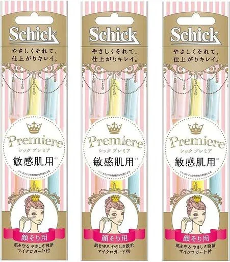 Schick(シック) プレミア 敏感肌用 Lディスポ(3本入x3個パック) マイクロガード付 使い捨て 女性用 カミソリ フェイス 顔 メイク 【まとめ買い】